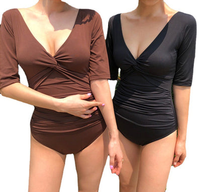 Slim Swimsuit Cover Belly Show Back Twist