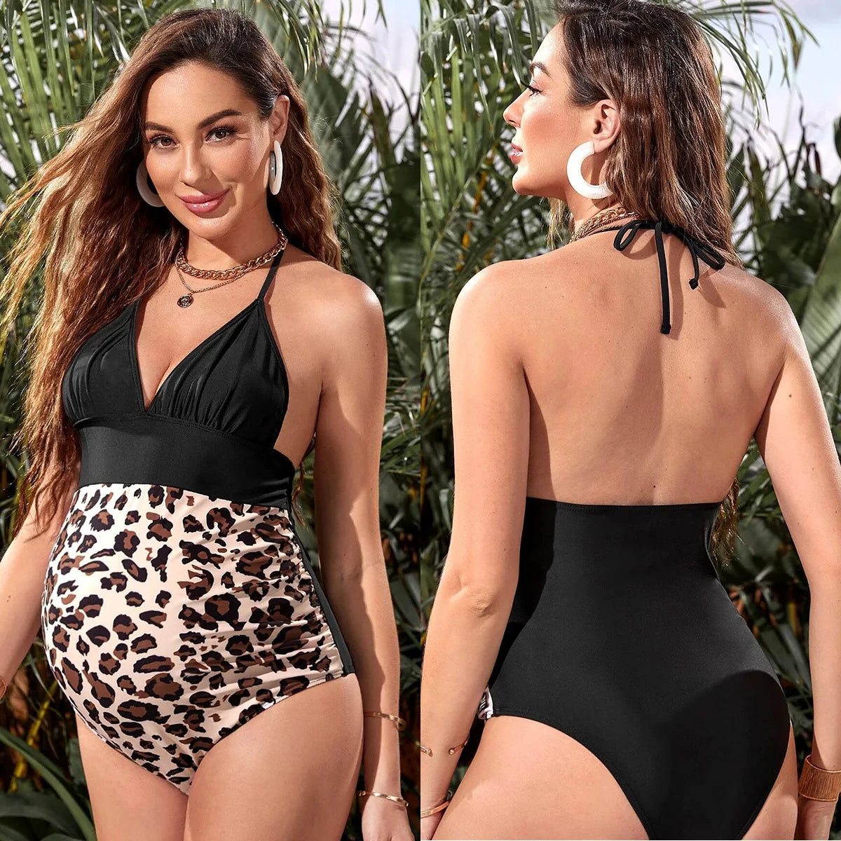 Leopard Printing Bikini Swimwear For Pregnant Women