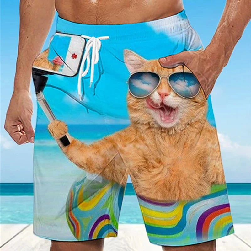 Cat Graphic Swimsuit 3D Printed Shorts