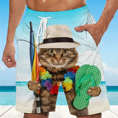 Cat Graphic Swimsuit 3D Printed Shorts