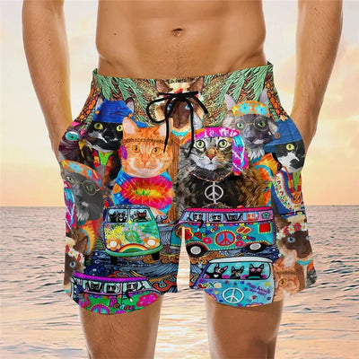 Cat Graphic Swimsuit 3D Printed Shorts