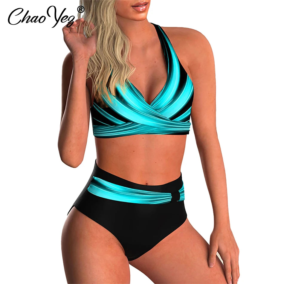 Cross Bikini High Waist  Push Up Swimsuit