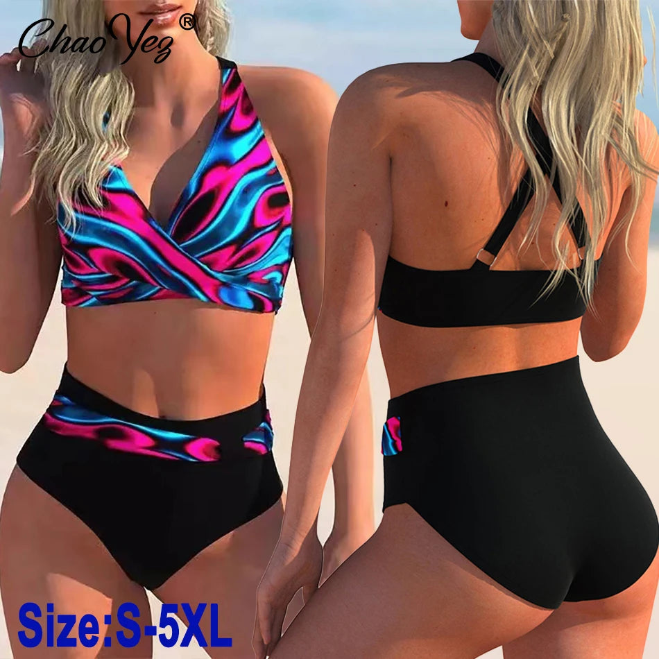 Cross Bikini High Waist  Push Up Swimsuit